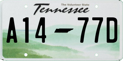 TN license plate A1477D