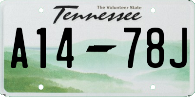 TN license plate A1478J