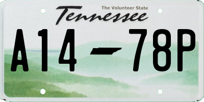TN license plate A1478P