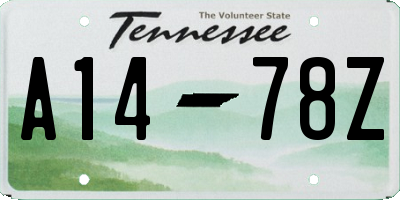 TN license plate A1478Z