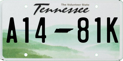 TN license plate A1481K