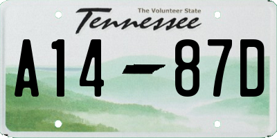 TN license plate A1487D