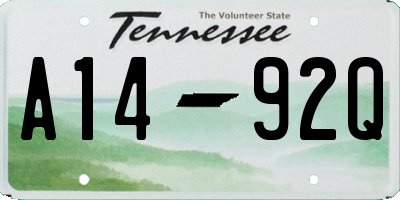 TN license plate A1492Q