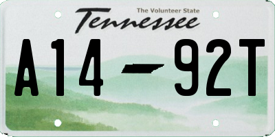 TN license plate A1492T