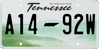 TN license plate A1492W