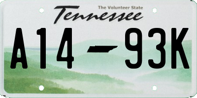 TN license plate A1493K