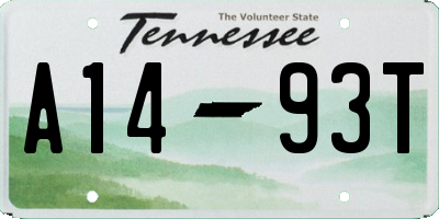 TN license plate A1493T