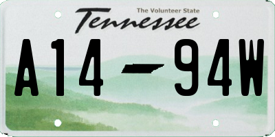 TN license plate A1494W
