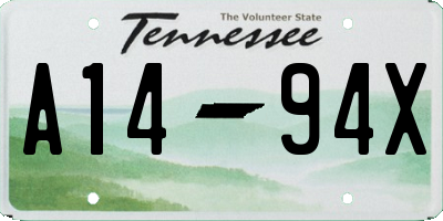 TN license plate A1494X