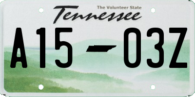 TN license plate A1503Z
