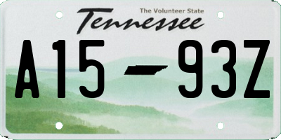 TN license plate A1593Z