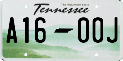 TN license plate A1600J