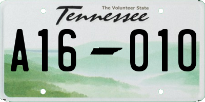 TN license plate A1601O