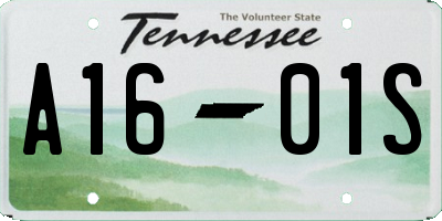 TN license plate A1601S
