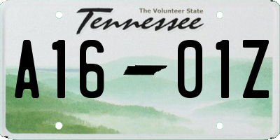TN license plate A1601Z