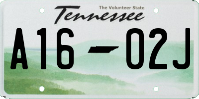 TN license plate A1602J