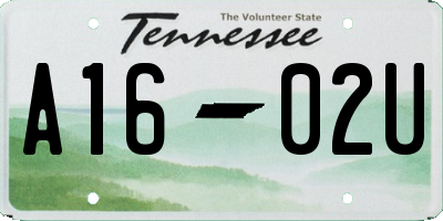 TN license plate A1602U