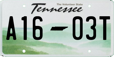 TN license plate A1603T