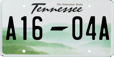 TN license plate A1604A