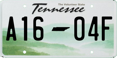 TN license plate A1604F