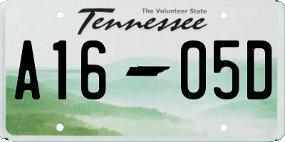 TN license plate A1605D
