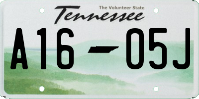 TN license plate A1605J