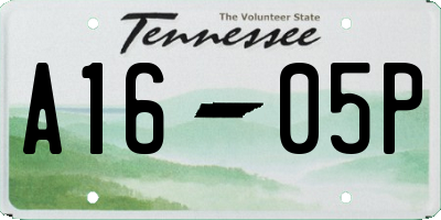 TN license plate A1605P