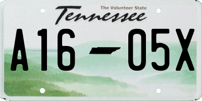 TN license plate A1605X