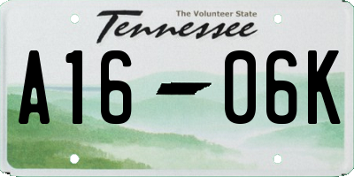 TN license plate A1606K