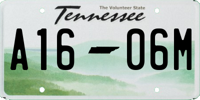 TN license plate A1606M