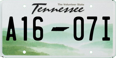 TN license plate A1607I