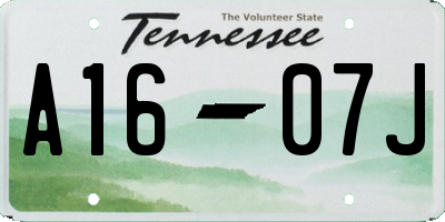 TN license plate A1607J