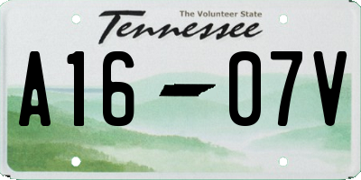 TN license plate A1607V