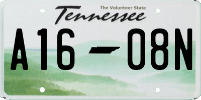 TN license plate A1608N