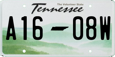 TN license plate A1608W