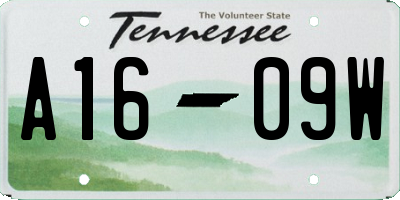 TN license plate A1609W