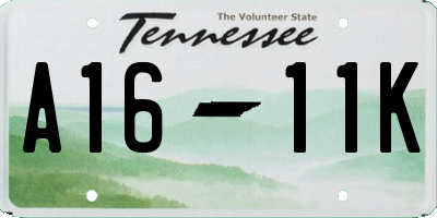 TN license plate A1611K