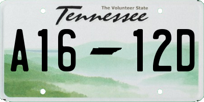 TN license plate A1612D