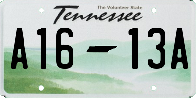 TN license plate A1613A