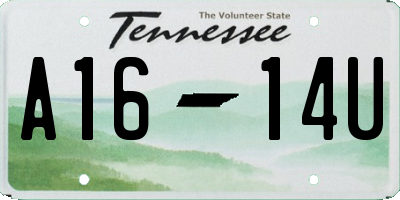 TN license plate A1614U