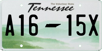 TN license plate A1615X