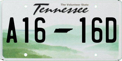 TN license plate A1616D