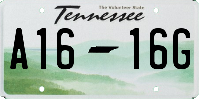 TN license plate A1616G