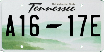 TN license plate A1617E
