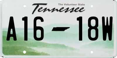 TN license plate A1618W