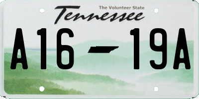 TN license plate A1619A