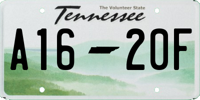 TN license plate A1620F