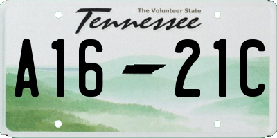 TN license plate A1621C