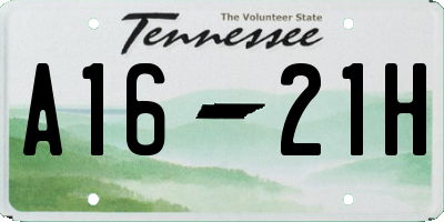 TN license plate A1621H
