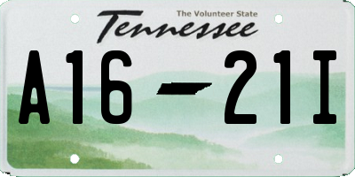 TN license plate A1621I